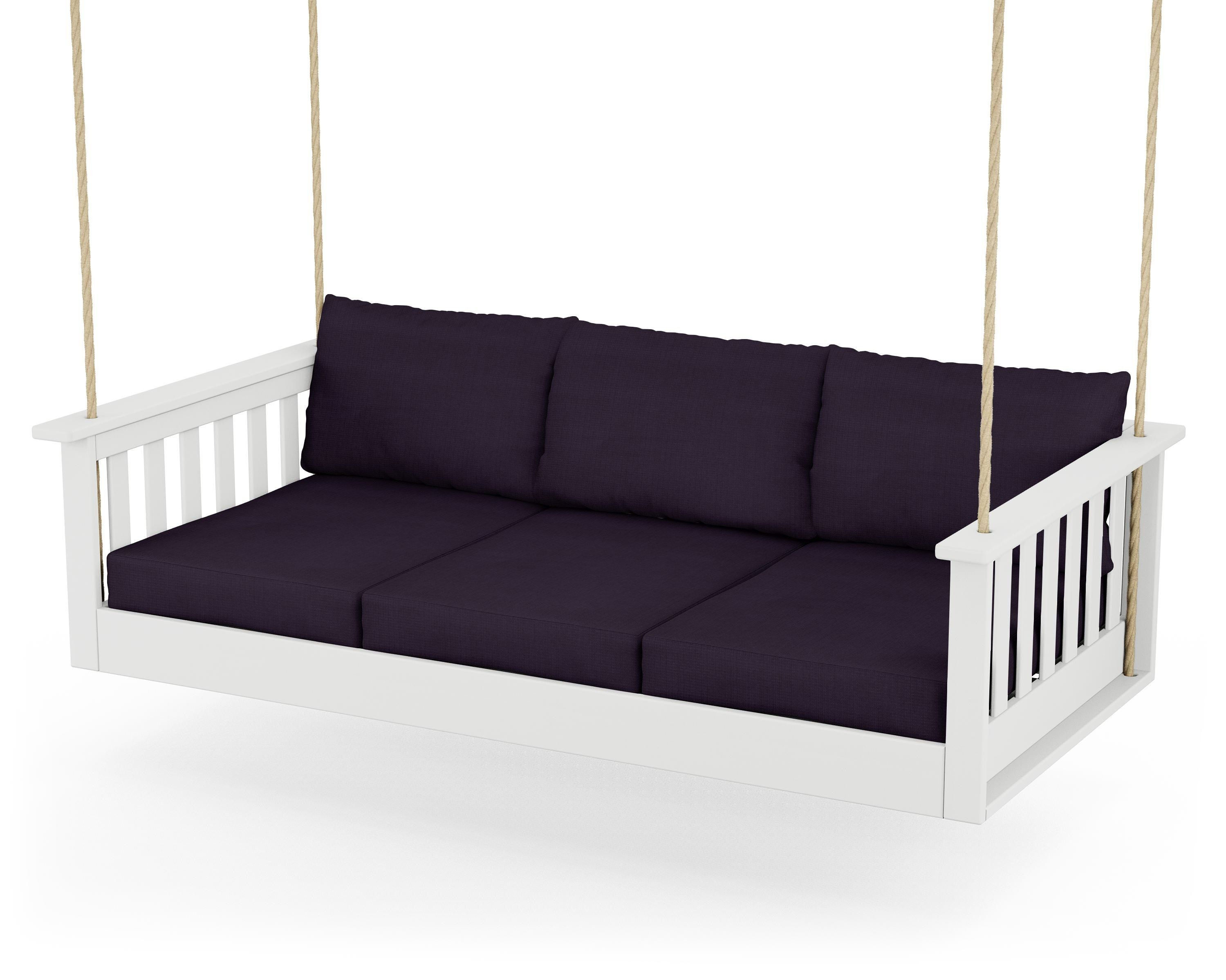 POLYWOOD Vineyard 2 -person White / Navy Linen Outdoor Swing one_size | GNSB3775WH-164488 | Lowe's