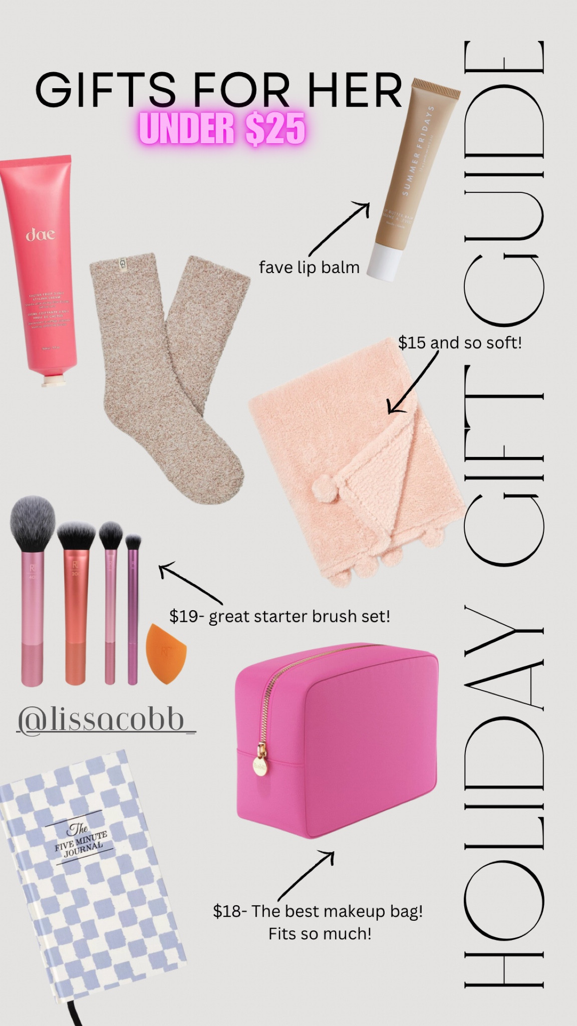 Gifts under $25 for her! 

Gift ideas
Amazon gifts
Target gifts
Gifts for her
Teen gifts
Makeup lover
Cozy girl
DAE
Summer Fridays
Makeup brushes
Throw blanket
Cozy socks

#LTKfindsunder50 #LTKHoliday #LTKGiftGuide
