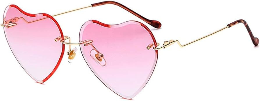 Dollger Pink Heart Sunglasses for women Rimless Heart Shaped Glasses Clear Love Frame Fun for Tay... | Amazon (US)