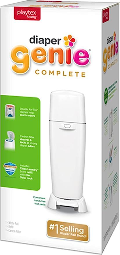 Playtex Diaper Genie Complete Pail with Built-In Odor Controlling Antimicrobial, Includes Pail an... | Amazon (US)