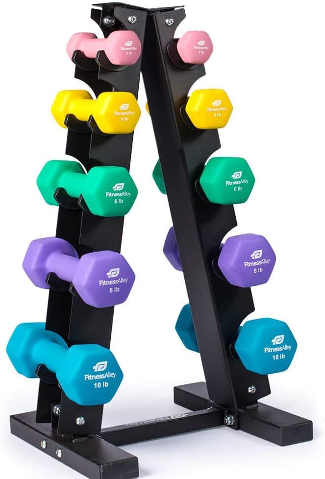 Fitness Alley Neoprene Dumbbells A Frame Rack - Free Weights Hex Hand Weights - Gym Exercise 5 Pa... | Amazon (US)