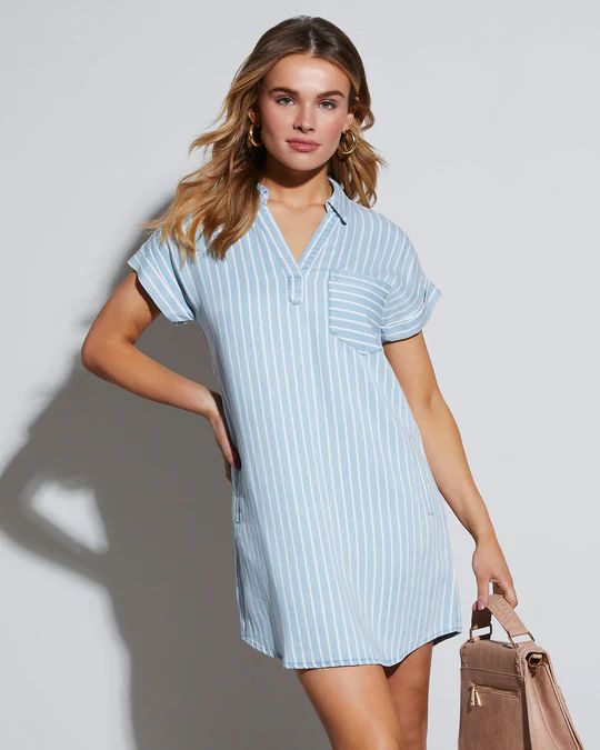 Aspire Striped Mini Shirt Dress | VICI Collection
