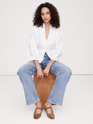 Cotton Poplin Cinched-Waist Shirt | Banana Republic (US)