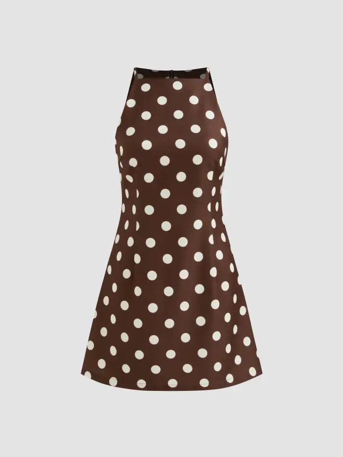 Boat Neck Polka Dot Mini Dress | Cider