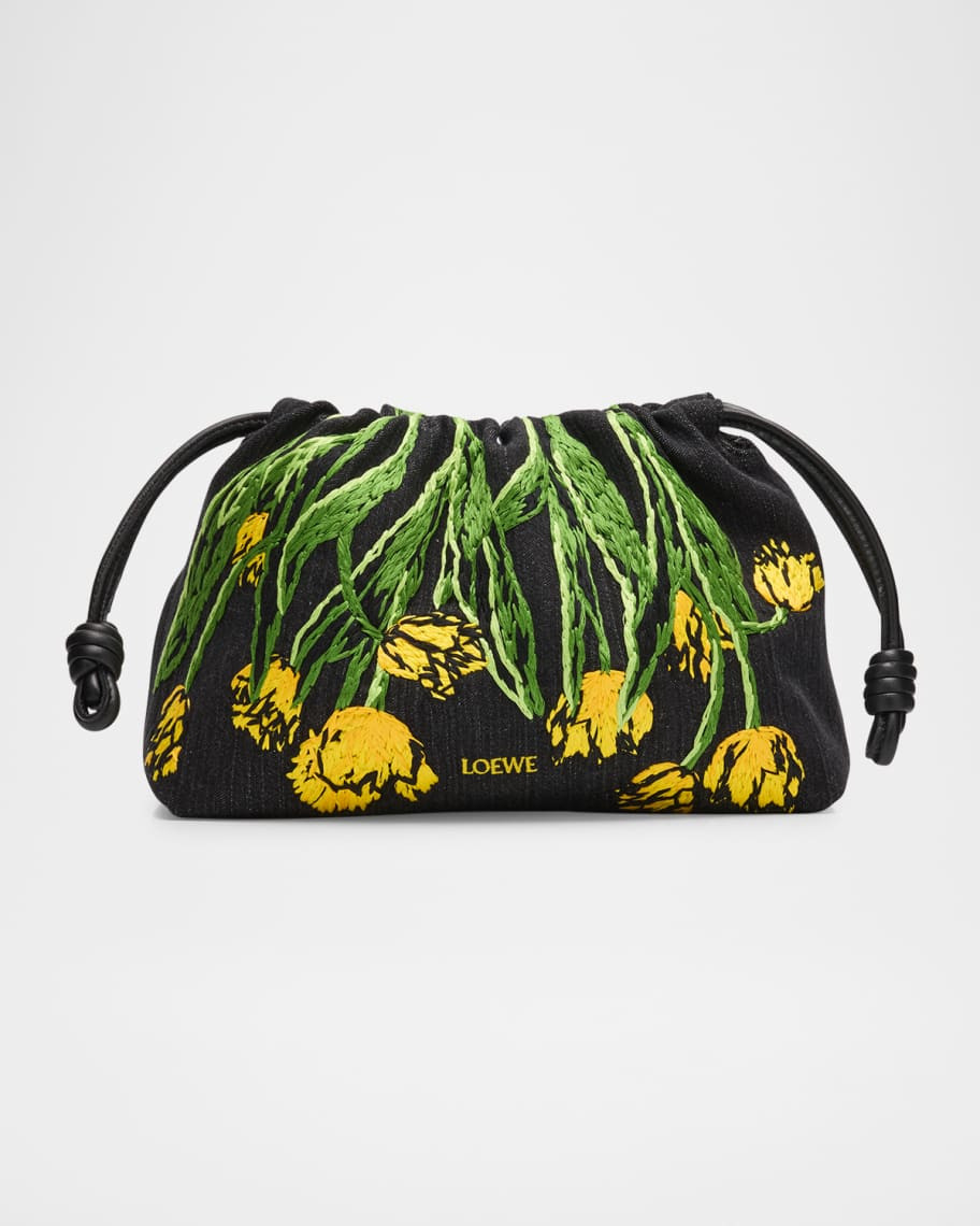 Loewe x Paula’s Ibiza Flamenco Medium Shoulder Bag in Tulips Denim | Neiman Marcus