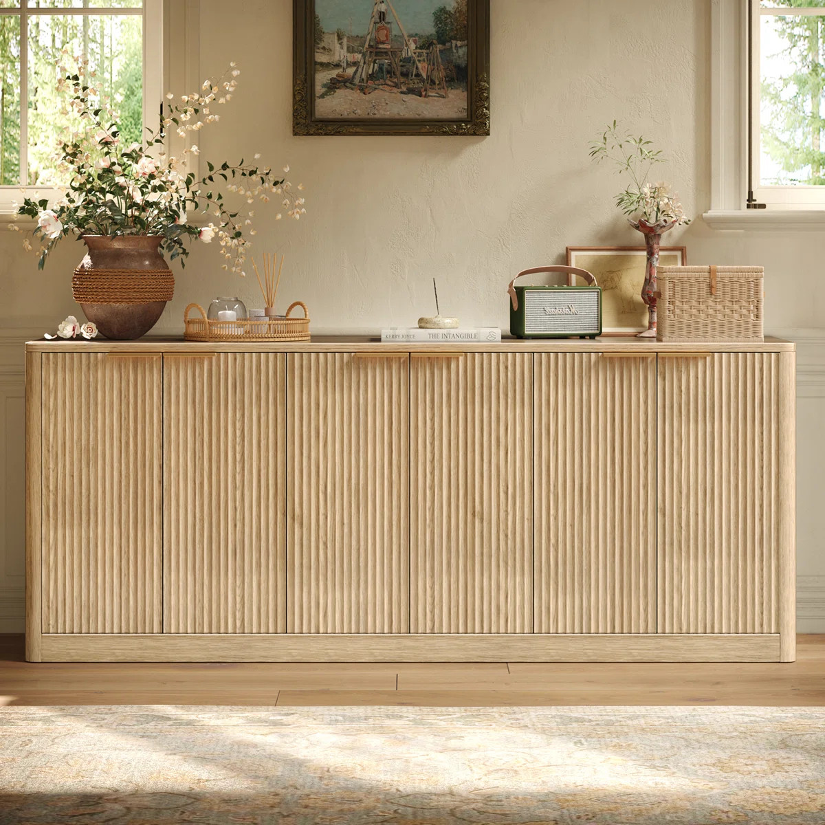 67" Fluted Sideboard Buffet Cabinet With Storage, Large Buffet Cabinet With 6 Doors For Kitchen A... | Wayfair North America