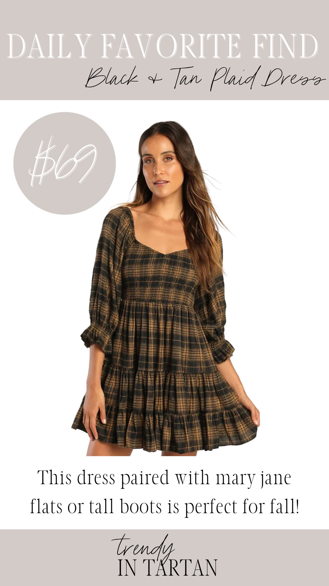 Daily favorite find- black and tan plaid dress!

Mini dress, fall dress, fall outfit, plaid fall mini dress, outfits 

#LTKSeasonal #LTKfindsunder100 #LTKstyletip