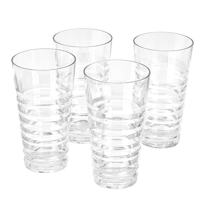 Amazon Basics Tritan Ribbed Highball Glasses - 24-Ounce, Set of 4 | Amazon (US)