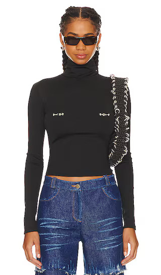Pierced Turtleneck in Black | Revolve Clothing (Global)