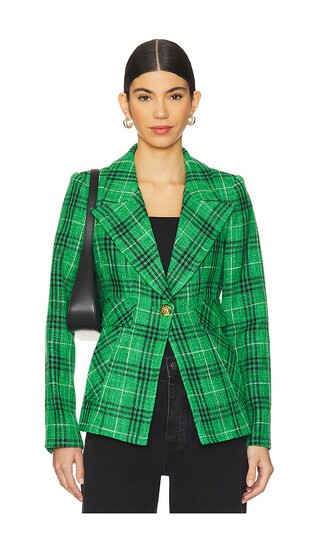 Cut Away Blazer in Kelly Plaid | Revolve Clothing (Global)