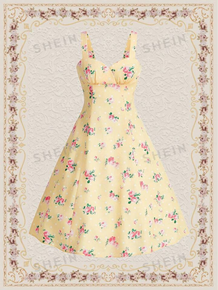 SHEIN DECDS Women'S Floral Printed Spaghetti Strap Dress Summer Dress | SHEIN