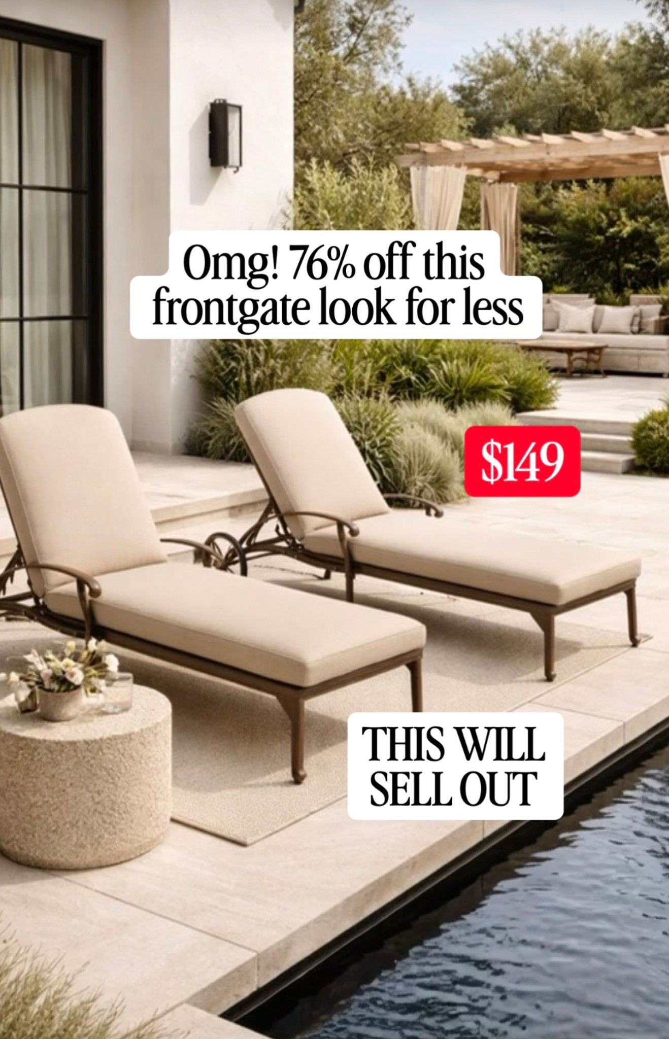 Wow, this is on sale for 76% off run for this. It will sell out front gate sells one that’s very similar pool and patio. Must have chaise lounge.

#LTKHome #LTKSaleAlert