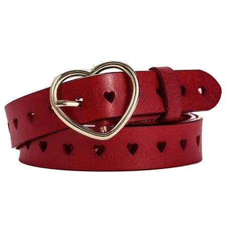 3pcs Fashion Women Leather Heart-shaped Cowskin Women Belts Brown Women s Jeans Belt red | Walmart (US)
