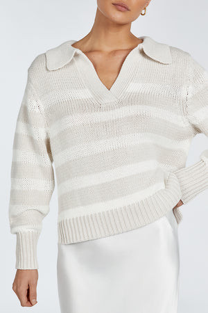 COLBIE CREAM STRIPE KNIT JUMPER | DISSH