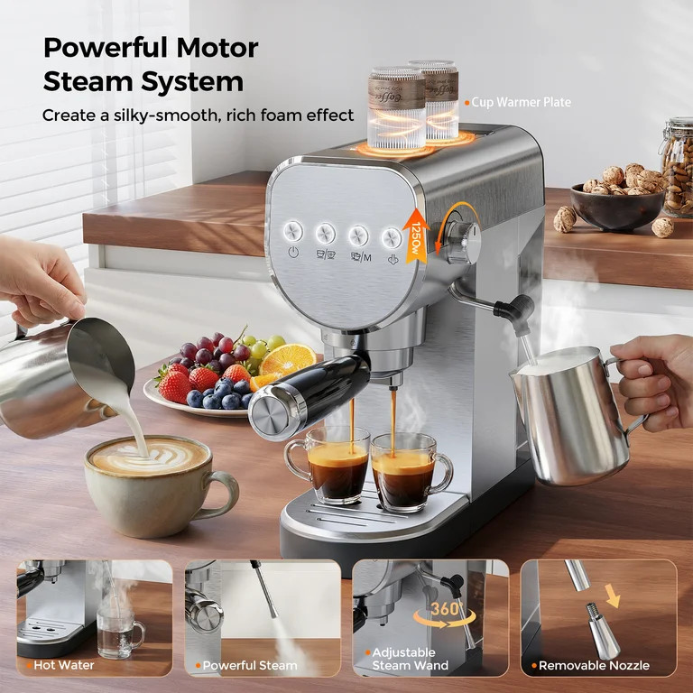 Coffee Maker, 20 Bar Espresso Machine with Milk Frother & Cold Brew,Compact Coffee Latte Machine ... | Walmart (US)