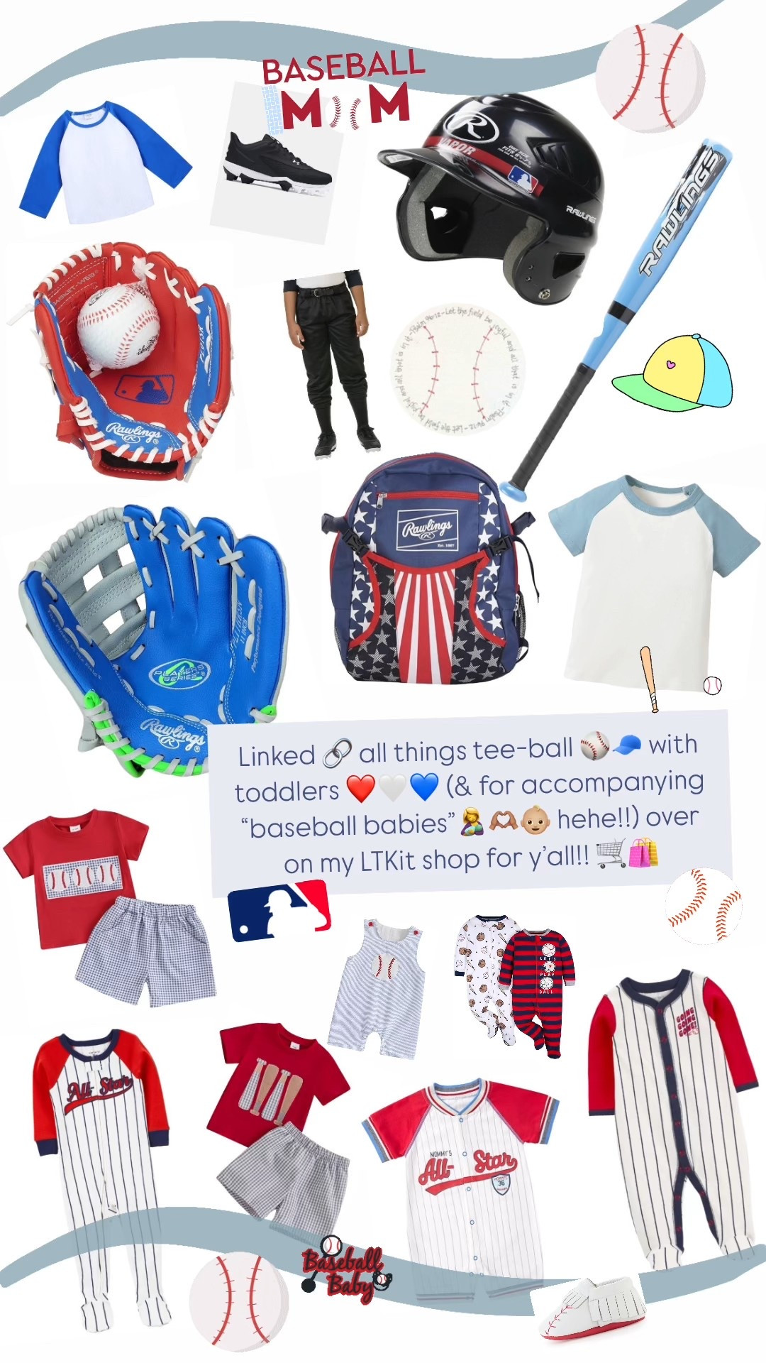 Linked 🔗 all things tee-ball ⚾️🧢 with toddlers ❤️🤍💙 (& for accompanying “baseball babies”🤱🫶🏽👶🏼 hehe!!) over on my LTKit shop for y’all!! 🛒🛍️