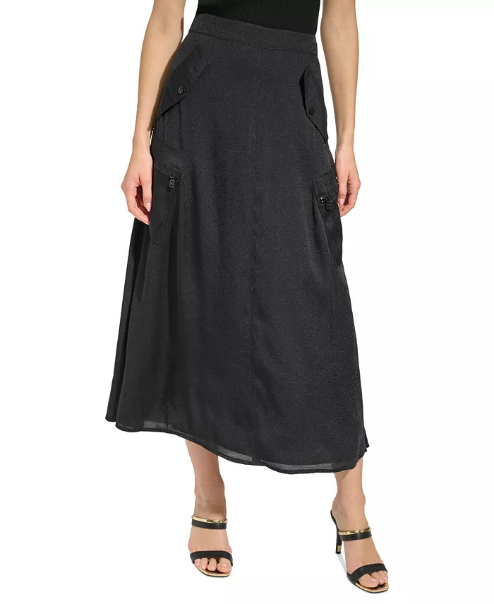 DKNY Women's Drapey Organza A-Line Cargo Midi Skirt - Macy's | Macy's