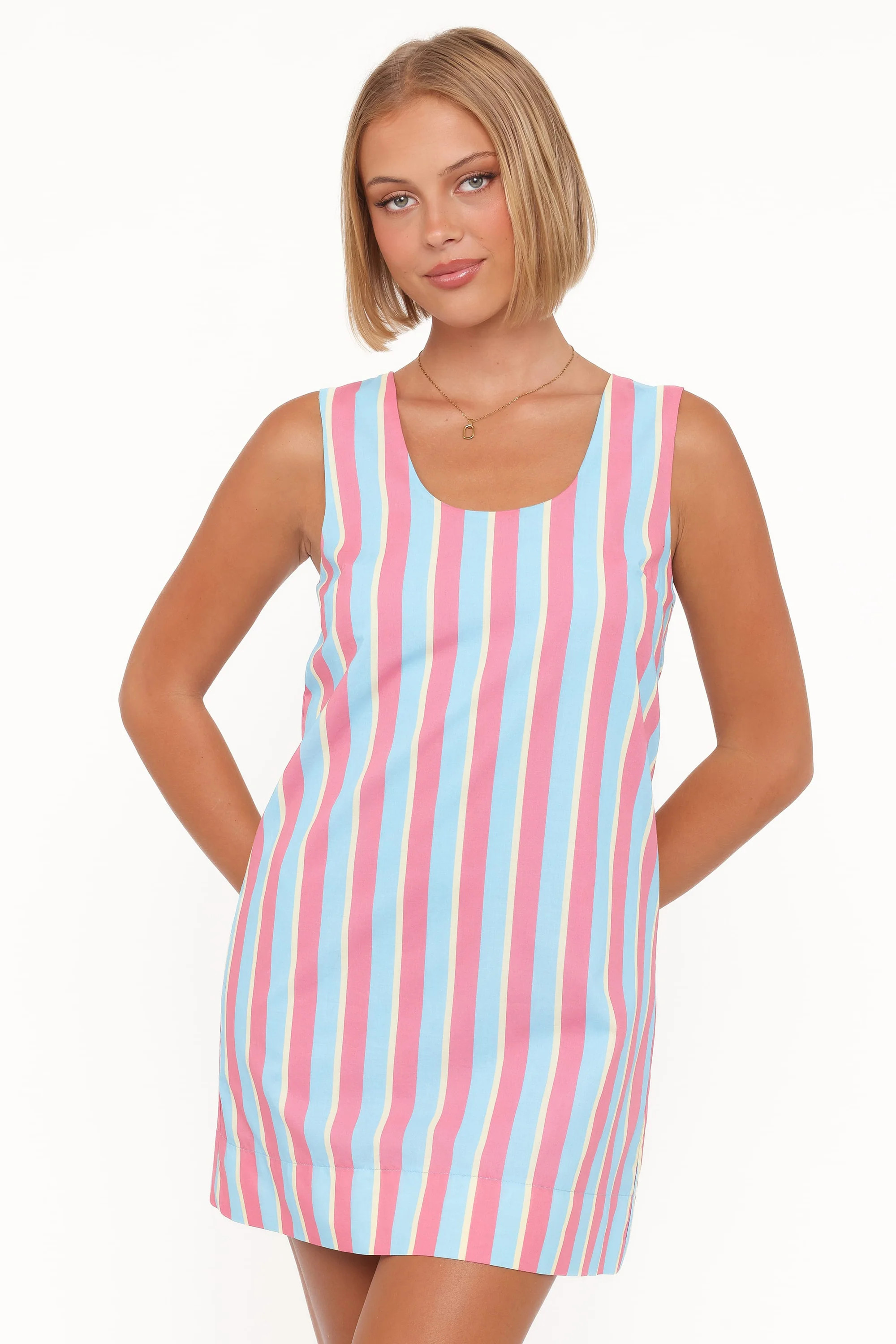 Benito Mini Dress - Aqua Pink Stripe | Petal & Pup (US)