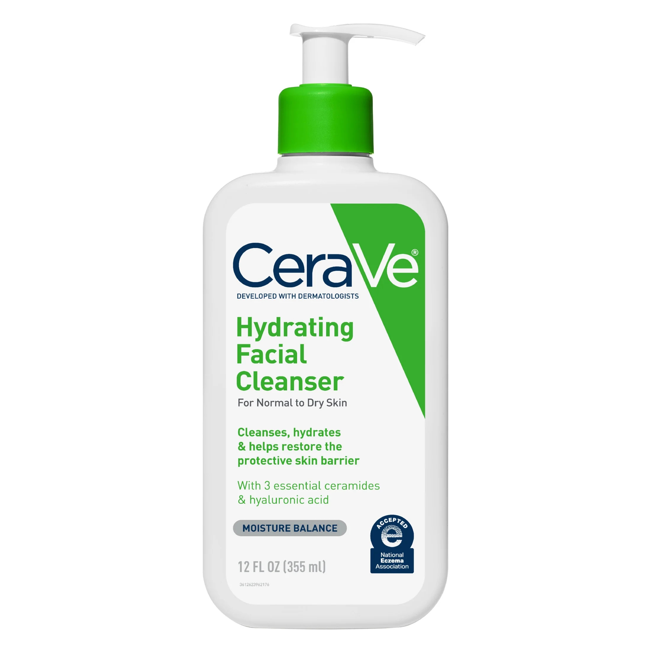 CeraVe Hydrating Facial Cleanser for Normal to Dry Skin, Daily Face Wash for Dryness, 12 fl oz | Walmart (US)