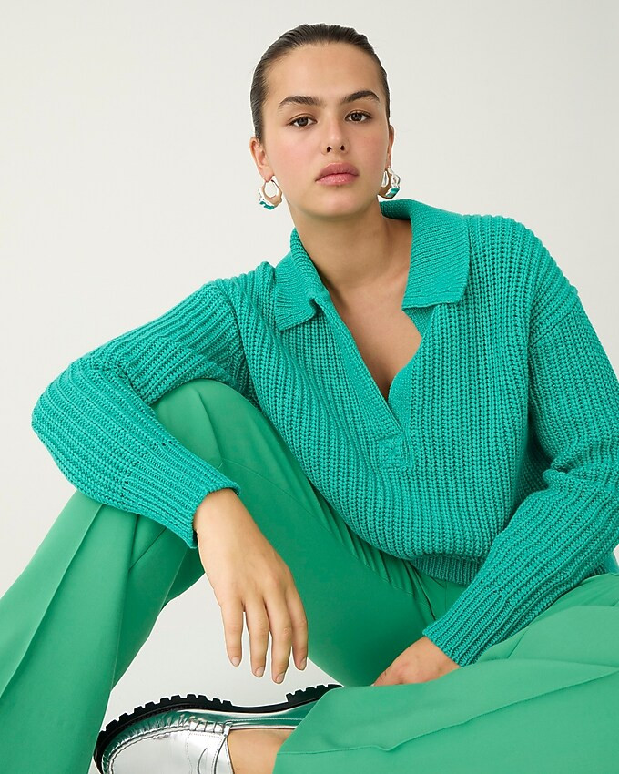 Ribbed cotton johnny-collar sweater-polo | J. Crew US