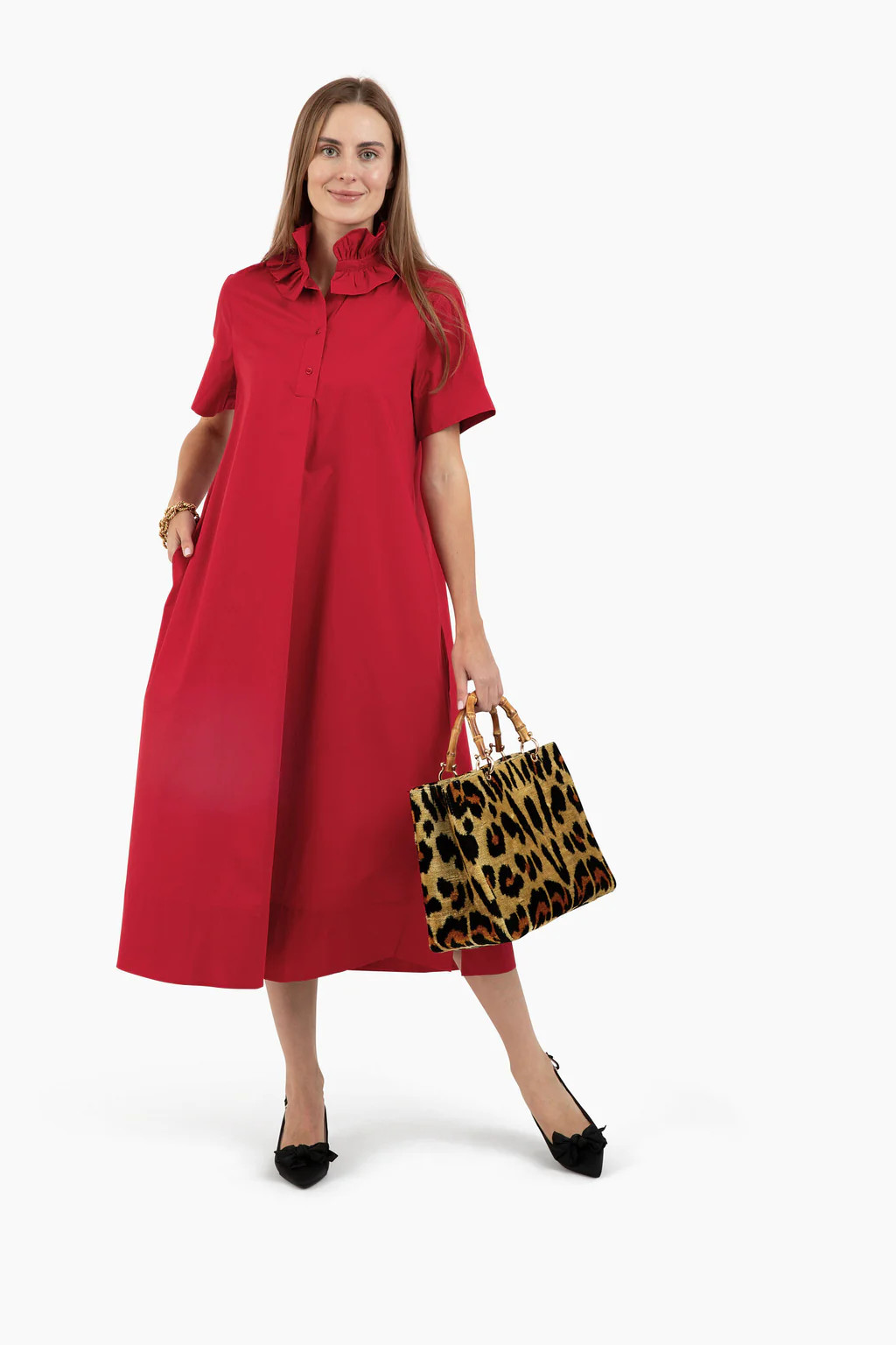 Weekender Ruffle Caftan - Crimson Red | Quiet Culture