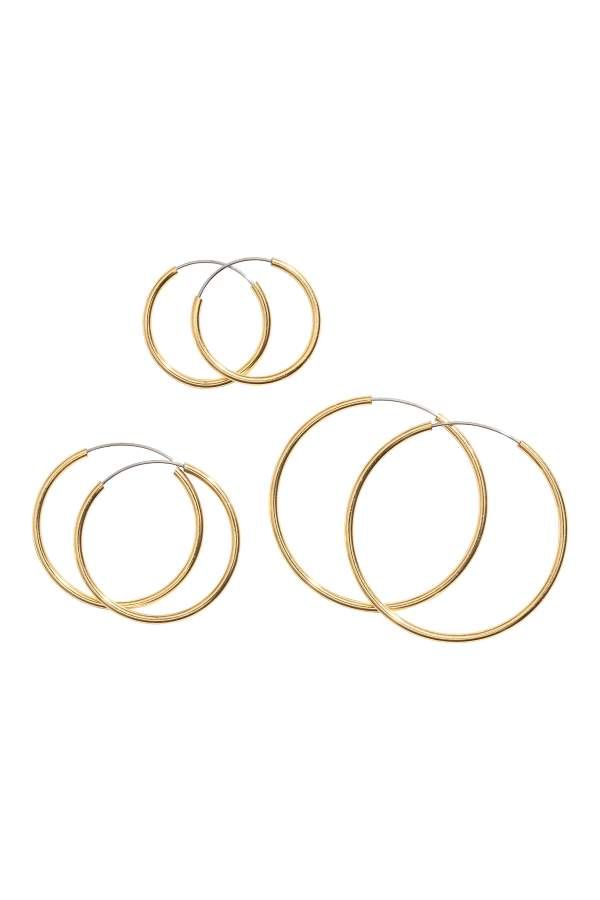 3 Pairs Gold-plated Earrings | H&M (US)