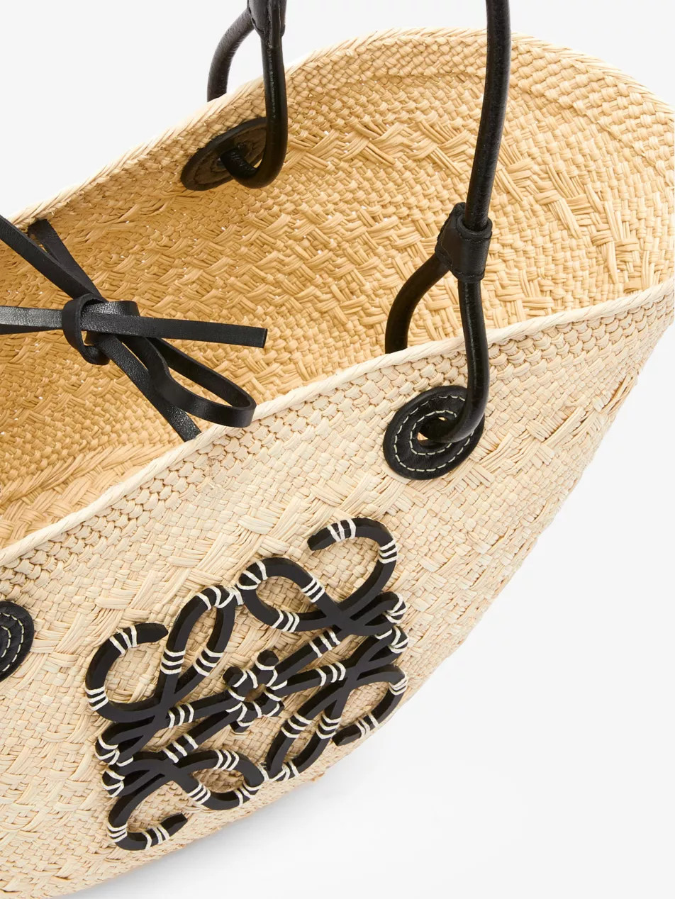 Loewe Paula’s Ibiza Anagram small Iraca palm and leather basket bag | Selfridges