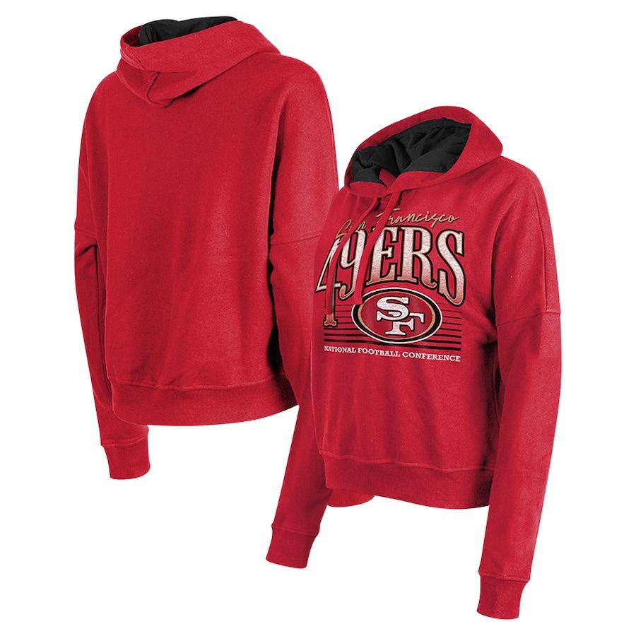 San Francisco 49ers New Era Women's Boxy Pullover Hoodie - Scarlet | Fanatics