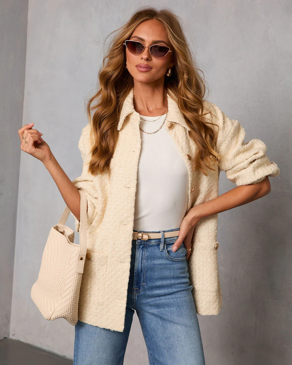 Begin Again Tweed Shirt Jacket - Ivory / S | VICI