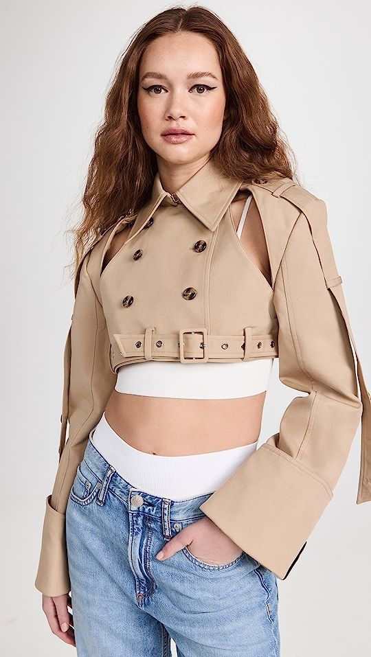 Strap Detailed Cropped Trench Jacket | Shopbop