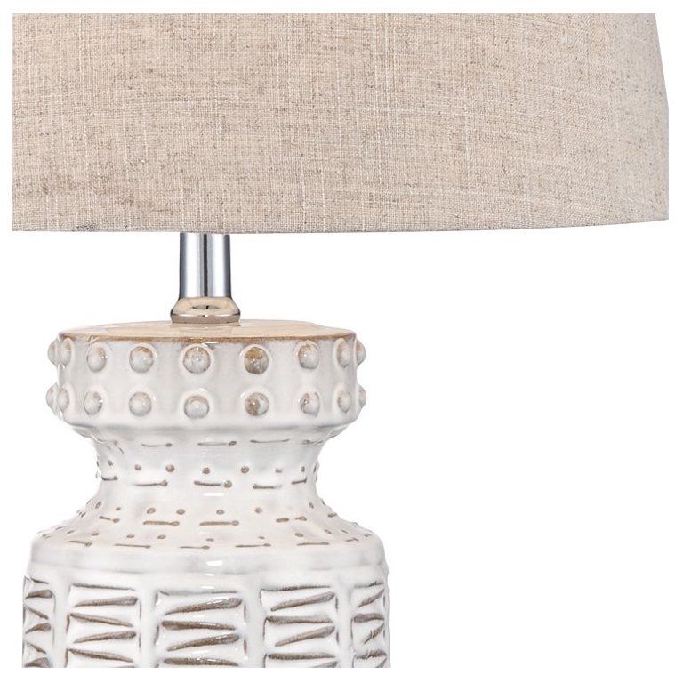 360 Lighting Country Cottage Table Lamp Ceramic Rustic Cream White Glaze Linen Tapered Drum Shade... | Walmart (US)