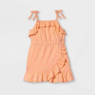 Toddler Girls' Floral Wrap Tank Ruffle Dress - art class™ Pink | Target