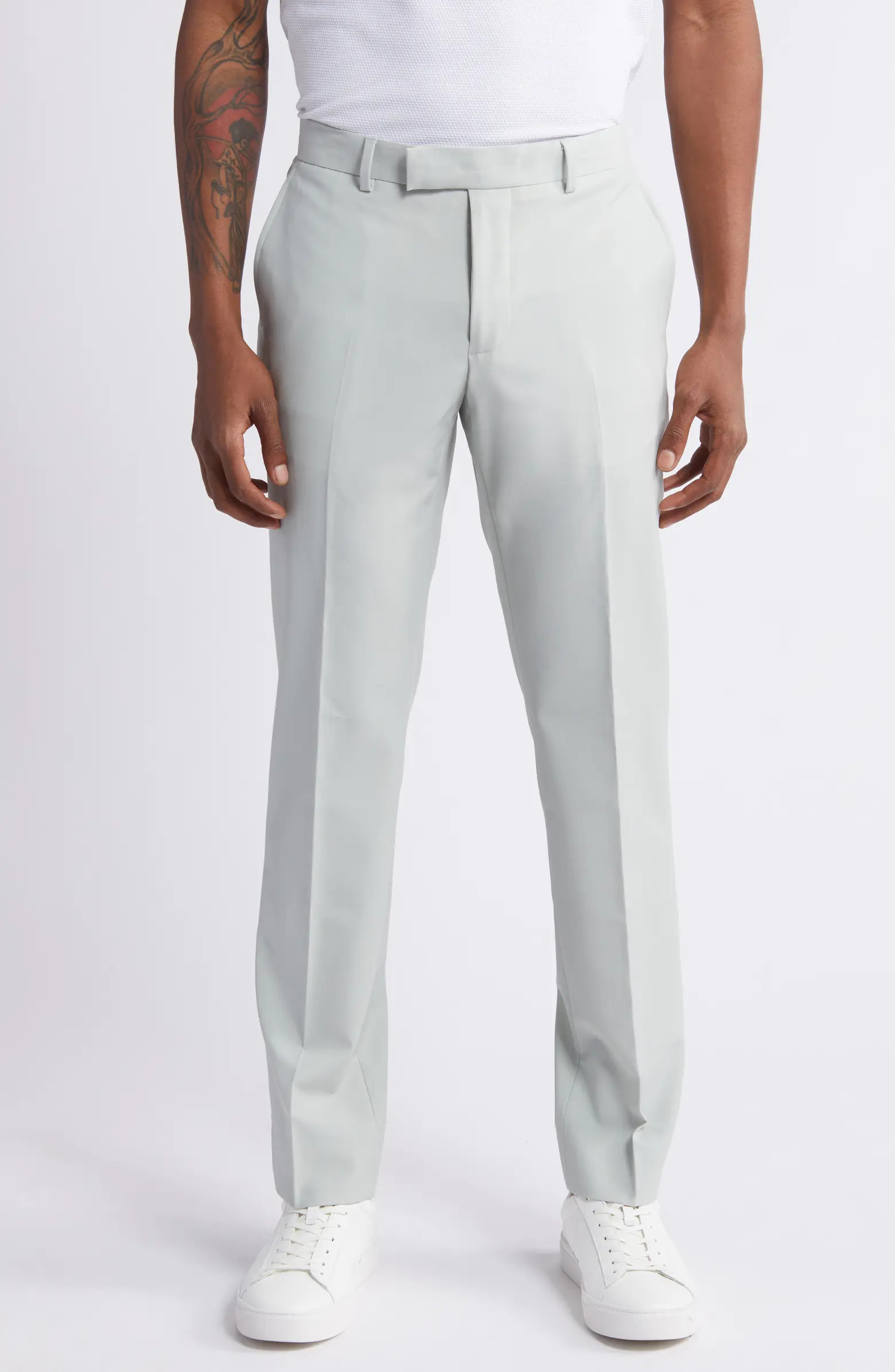 Open Edit Solid Extra Trim Wool Blend Trousers | Nordstrom | Nordstrom
