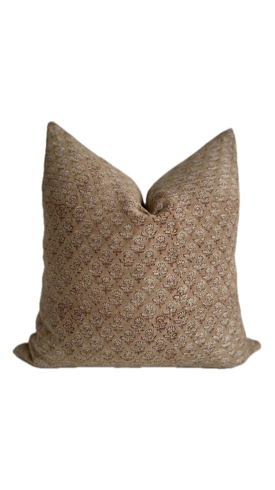 Peyton || Hand Block Print Handmade Brown Floral Linen Pillow Cover | Artisanal Designer High-qua... | Etsy (US)