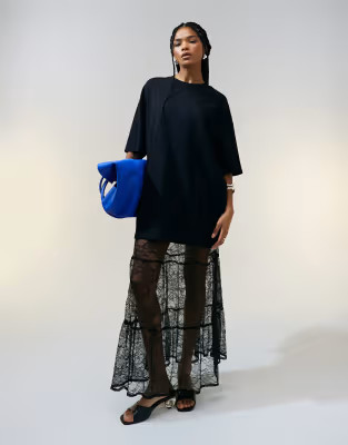 ASOS DESIGN longline heavyweight oversized t-shirt in black | ASOS (Global)