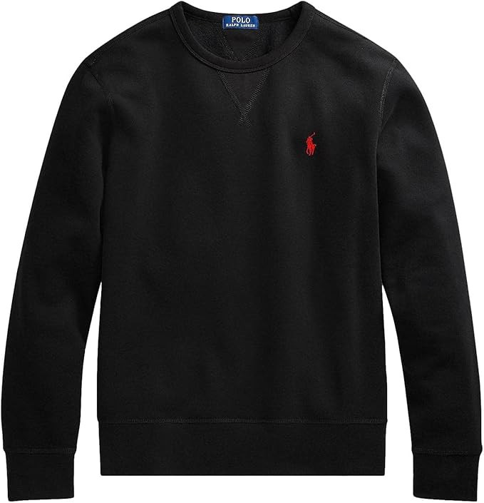 Polo Ralph Lauren Mens Iconic Crew-Neck Fleece Sweatshirt (L, Black) | Amazon (US)