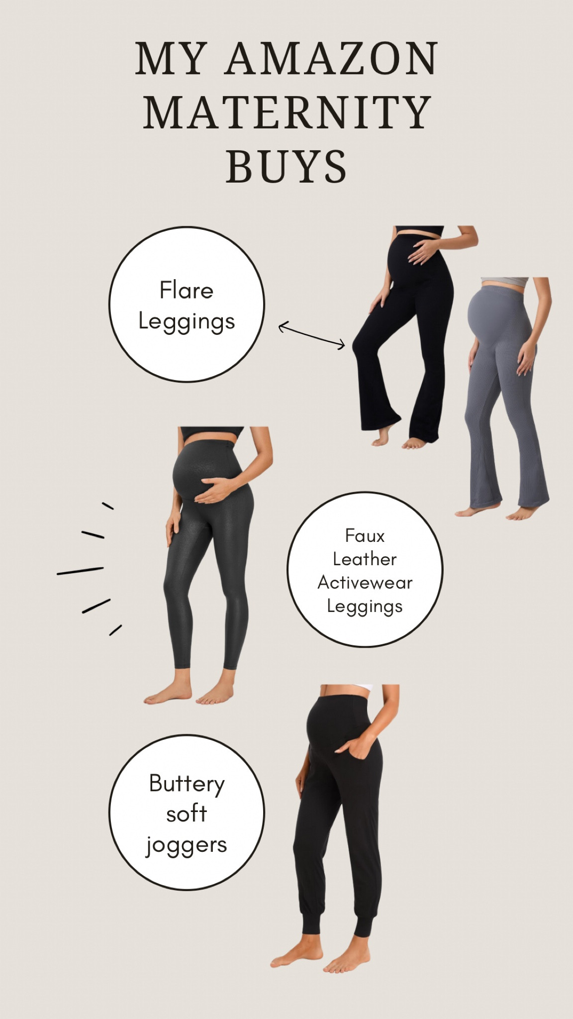 My 4 maternity Amazon purchases from my second pregnancy 🤍

•Amazon finds, maternity clothes, bump friendly, bump style, maternity fitness wear, flare leggings, faux leather shine leggings, buttery soft joggers

#LTKBump
