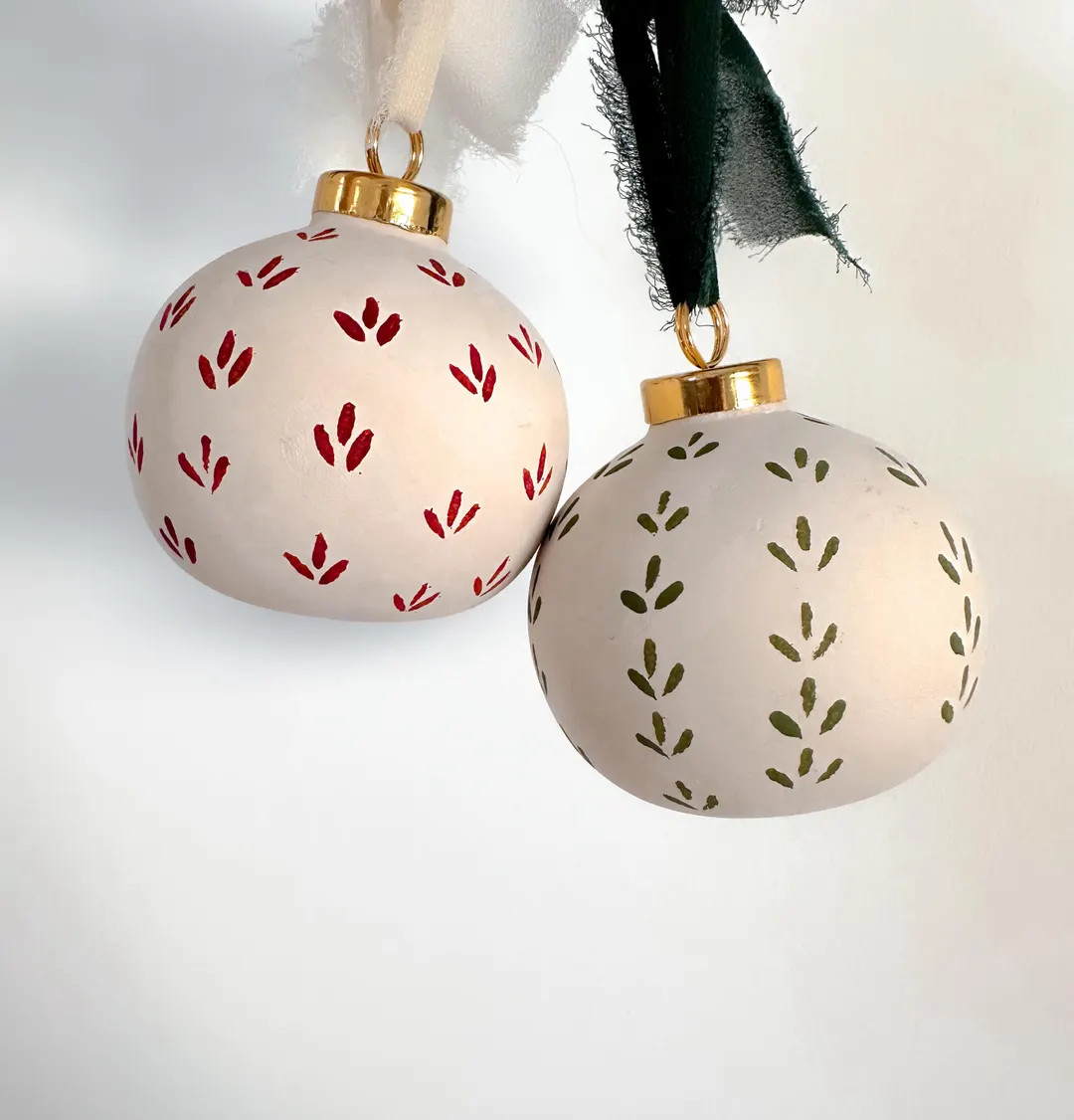 Hand Painted Ceramic Ornament, Floral Painted Christmas Ornament, Amber Interiors Style, Studio M... | Etsy (US)