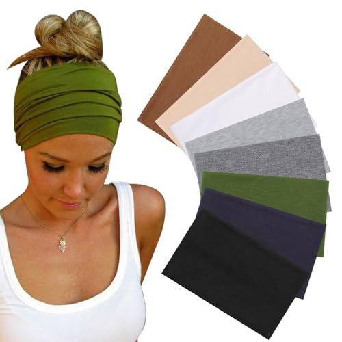 DRESHOW Wide Headbands for Women Elastic Turban Hair Bands Boho Head Bands for Women's Hair Non-Slip Yoga Workout Hairband Girls Accessories | Amazon (US)