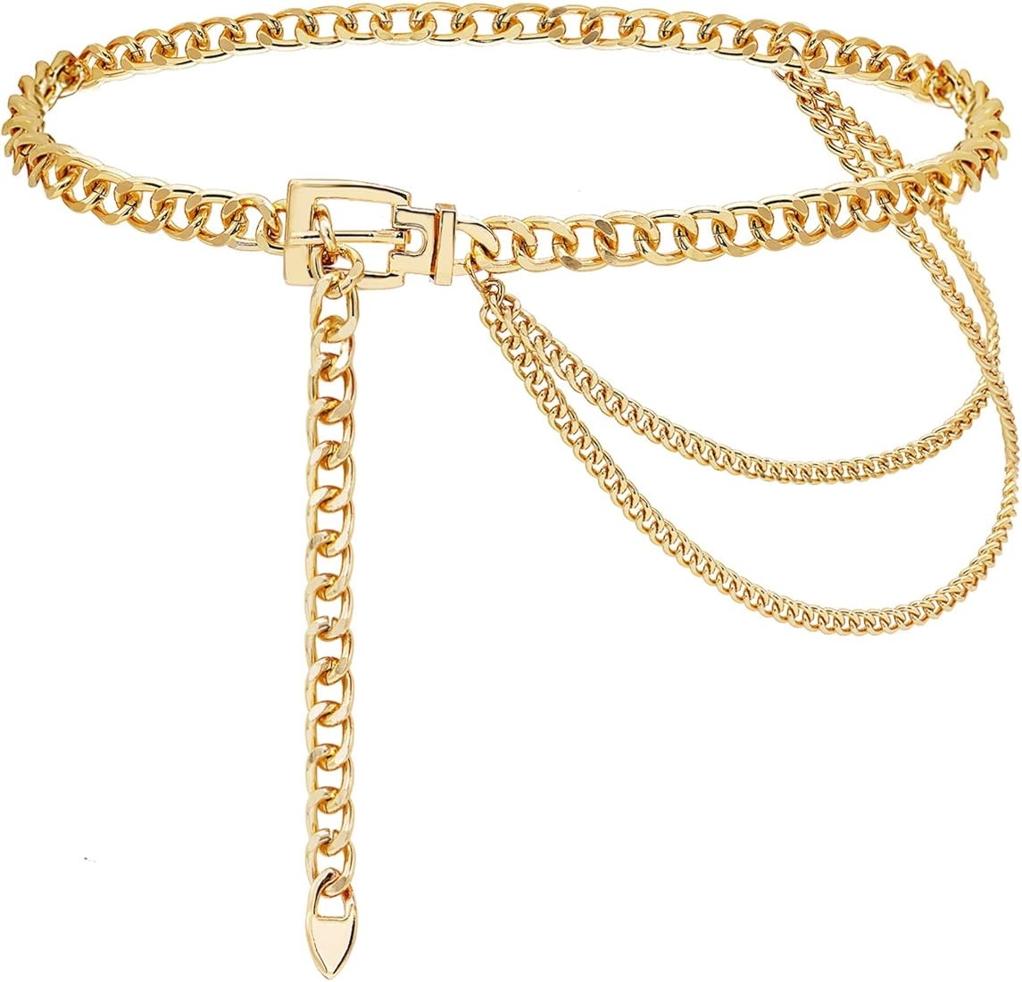 Suyi Chain Belt for Women Girls Gold Metal Waist Chain Multilayer Chunky Chain Belts for Dress | Amazon (US)