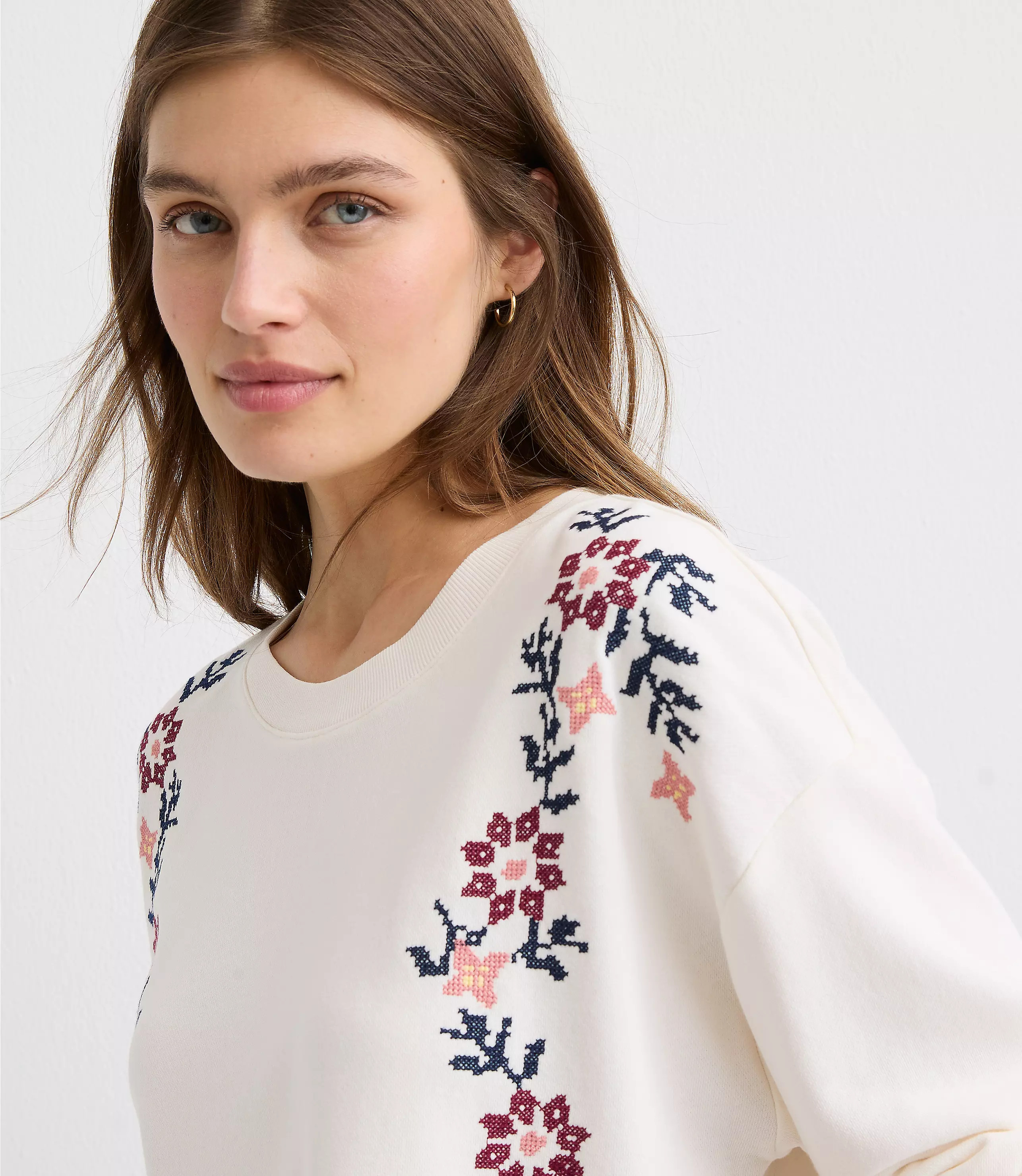 Floral Embroidered Sweatshirt | LOFT