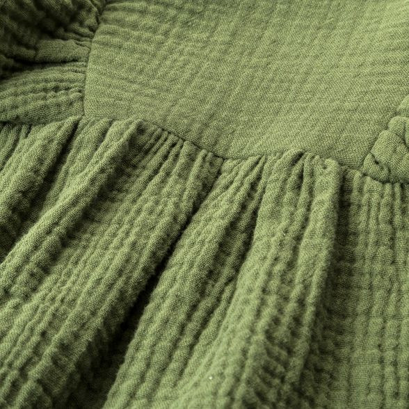 Baby Girls' Gauze Ruffle Shoulder Long Sleeve Dress - Cat & Jack™ Green | Target