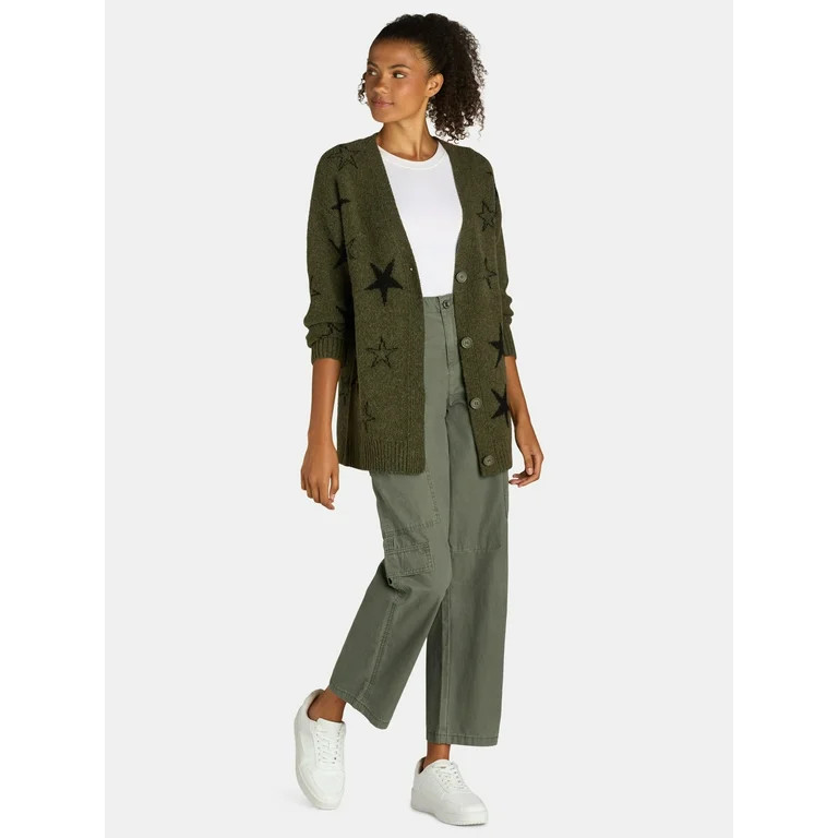No Boundaries Conversational Cardigan, Women's and Women's Plus Sizes XXS-2XL - Walmart.com | Walmart (US)