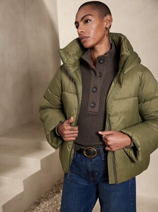 Short Hooded Puffer Jacket | Banana Republic Factory