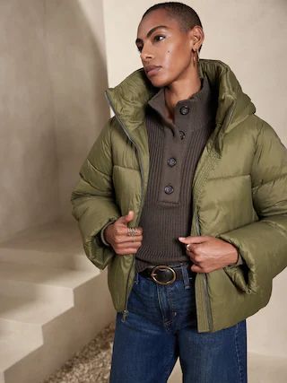 Short Hooded Puffer Jacket | Banana Republic Factory