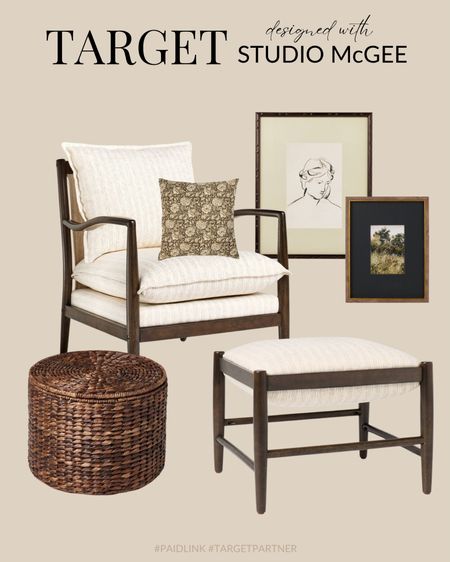 New Target Studio McGee, accent chair, upholstered ottoman, woven storage basket, side table, throw pillow,wall art

#LTKOver40 #LTKSaleAlert #LTKHome