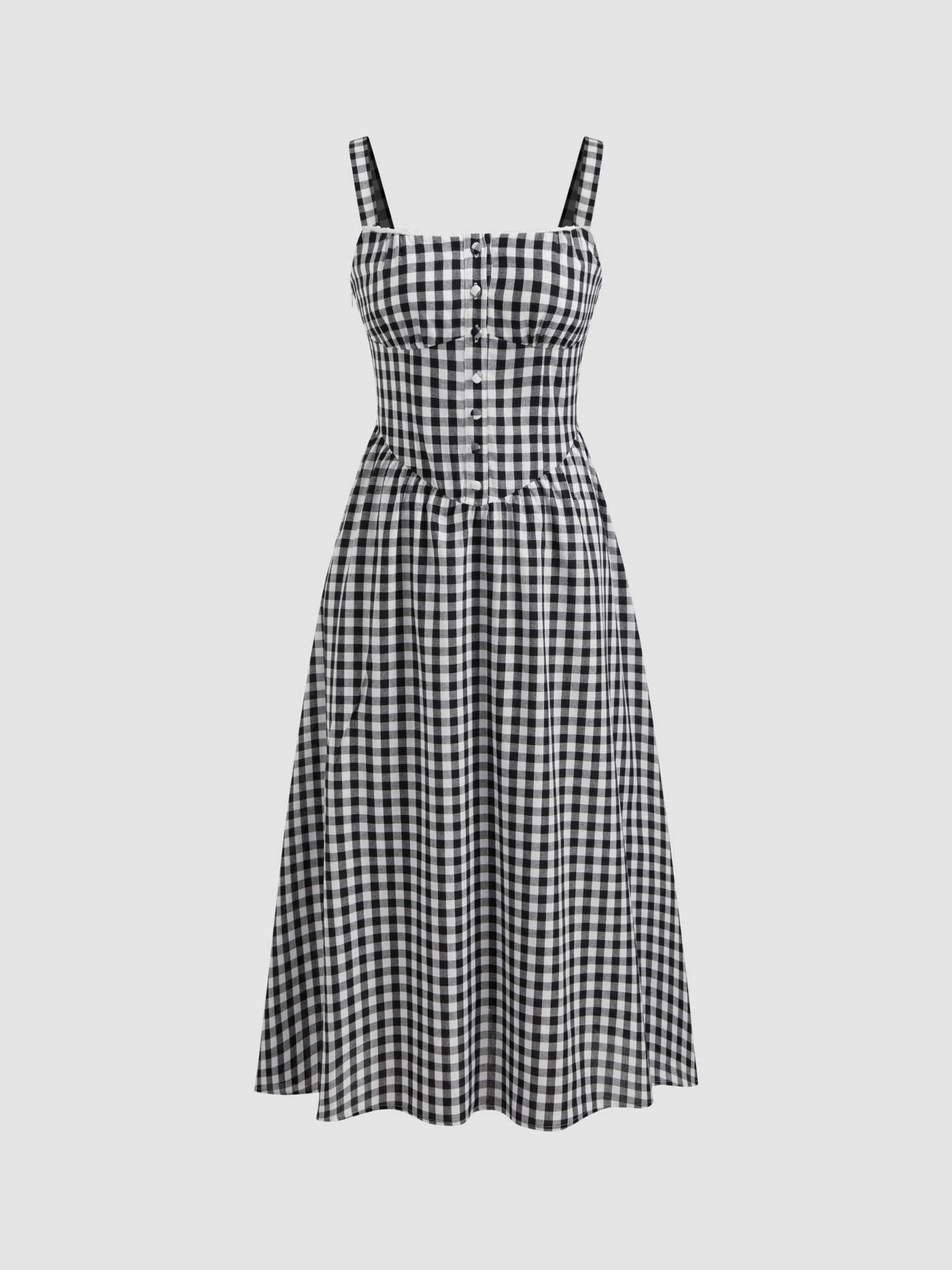 Cotton-blend Square Neck Gingham Maxi Dress | Cider