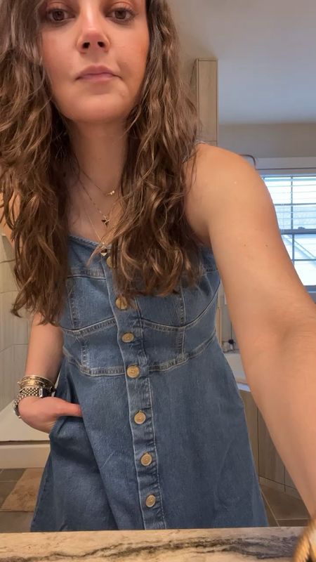 Denim / chambray dress! Wearing a small 