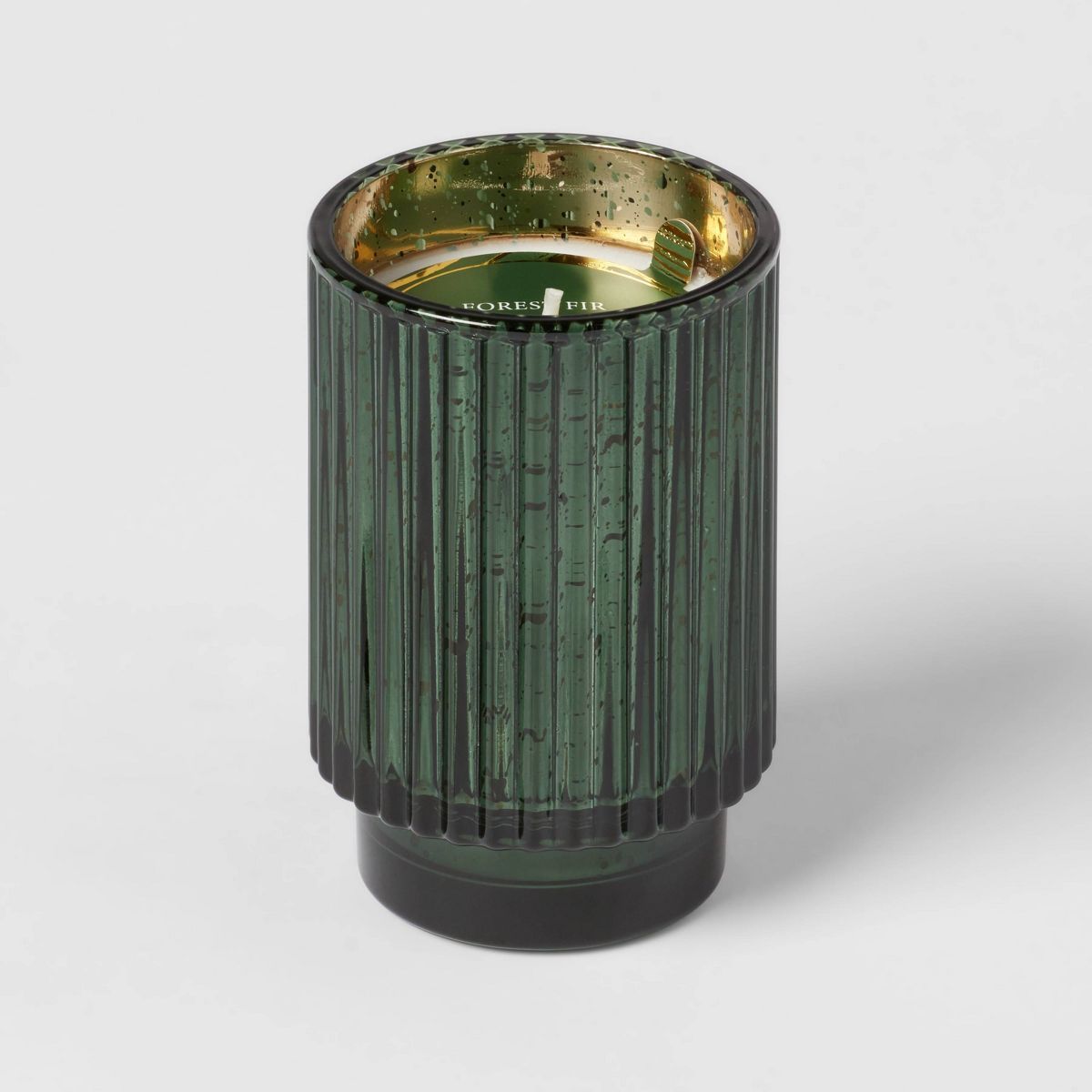Ribbed Mercury Glass Forest Fir Footed Jar Candle Green - Threshold™ | Target