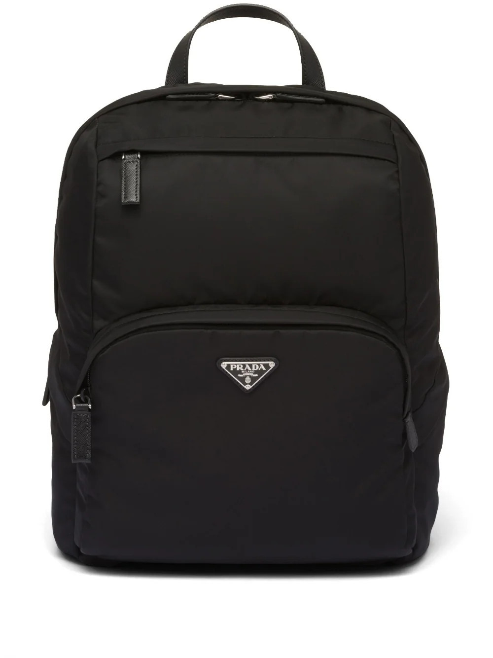 Prada logo-plaque backpack - Black | Farfetch Global